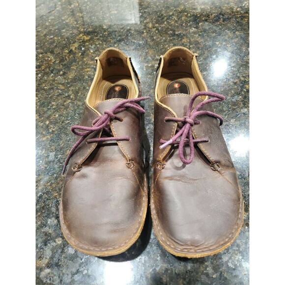 Clarks Unstructured Brown Women's Leather Rubber Sole Lace Up Boots Size US 9M - Picture 1 of 10